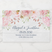 Rustic Pink Floral Spring Wedding Wine Label Sparkling Wijnetiket (Enkel label)