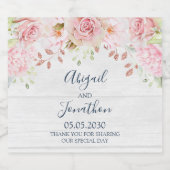 Rustic Pink Floral Spring Wedding Wine Label Sparkling Wijnetiket (Enkel label)