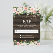 Rustic Pink Floral String Lights RSVP Kaartje (Staand voorkant)