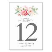 Rustic Pink Floral Table Number Kaart (Voorkant)