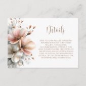 Rustic Pink Floral Wedding Details Informatiekaartje (Voorkant)