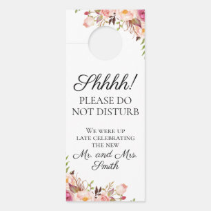 Rustic Pink Floral Wedding door Hangers