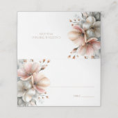 Rustic Pink Floral Wedding Place Card (Buitenkant ongevouwen)