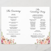 Rustic Pink Floral Wedding Programs Flyer (Achterkant)