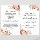 Rustic Pink Floral Wedding Programs Flyer (Voorkant)