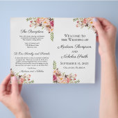 Rustic Pink Floral Wedding Programs Flyer (Hand)
