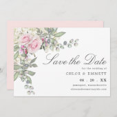 Rustic Pink Floral Wedding Save the Date (Voorkant / Achterkant)