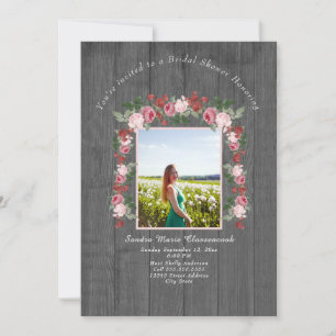 Rustic Pink Floral Wood Wedding Vrijgezellenfeest Kaart