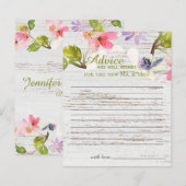 Rustic Pink Florals on White Wood Advice Kaart (Voorkant / Achterkant)