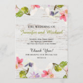 Rustic Pink Florals op White Wood Wedding Programma (Voorkant)