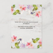 Rustic Pink Florals op witte houtaccommodatie Informatiekaartje (Achterkant)
