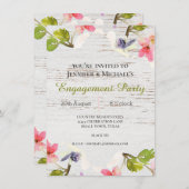 Rustic Pink Florals over de Uitnodiging van Wit Ve (Voorkant / Achterkant)