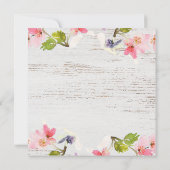 Rustic Pink Florals over de Uitnodiging van Wit Ve (Achterkant)