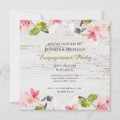 Rustic Pink Florals over de Uitnodiging van Wit Ve (Voorkant)
