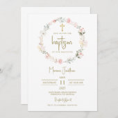 Rustic Pink Flowers Baptism Text Kaart (Voorkant / Achterkant)