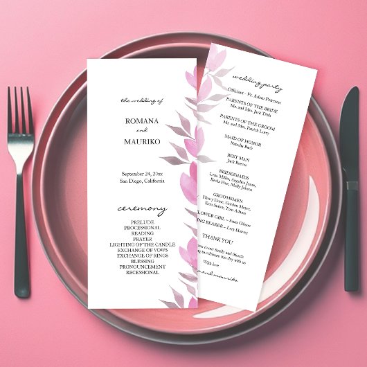 Rustic Pink Flowers Waterverf Handbeschilderd Programma