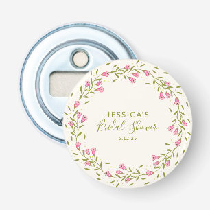 Rustic Pink Garden Flowers Custom Vrijgezellenfees Button Flesopener