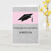 Rustic Pink Grey Gefeliciteerd Afstuderen Kaart (Gele Bloem)