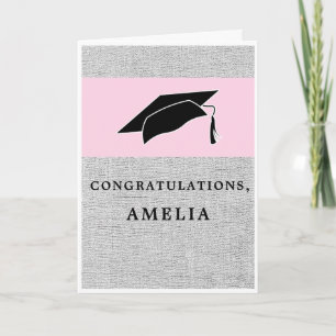 Rustic Pink Grey Gefeliciteerd Afstuderen Kaart