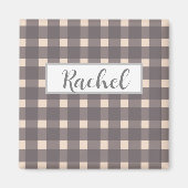 Rustic Pink Grey Gingham Magneet (Voorkant)