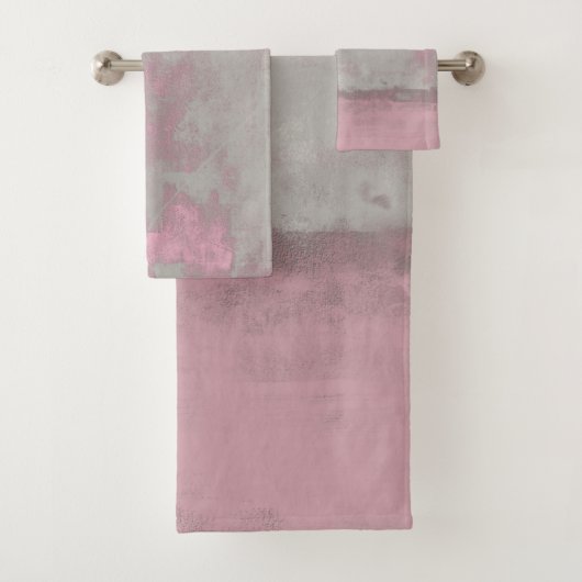 Rustic Pink Grey Mallow Abstract Art Nr42 Bad Handdoek (Insitu)
