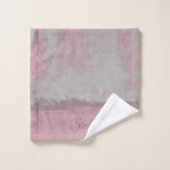 Rustic Pink Grey Mallow Abstract Art Nr42 Monogram Bad Handdoek (Wasdoekje)