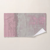 Rustic Pink Grey Mallow Abstract Art Nr42 Monogram Bad Handdoek (Handdoek)