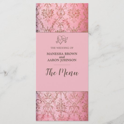 RUSTIC PINK - Kaart van het WeddenMenu (Voorkant)