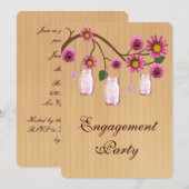 Rustic Pink Mason Jars Invitation de la partie d'e (Devant / Derrière)