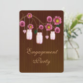 Rustic Pink Mason Jars Invitation de la partie d'e (Debout devant)