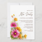 Rustic Pink Orange Floral Wedding After Party Kaart (Voorkant)