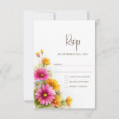 Rustic Pink Orange Floral Wedding RSVP (Voorkant)