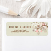 Rustic Pink Owls and Birdcages Address Label (Insitu)