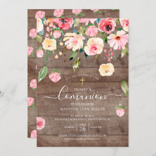 Rustic Pink Peonies Floral Spain First Community Kaart