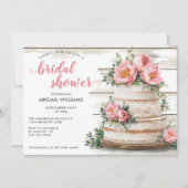 Rustic Pink Peony Cake Floral Vrijgezellenfeest Kaart (Voorkant)