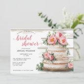 Rustic Pink Peony Cake Floral Vrijgezellenfeest Kaart (Staand voorkant)