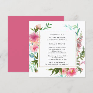 Rustic Pink Peony Floral Vrijgezellenfeest Kaart