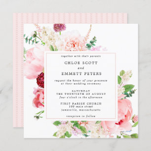Rustic Pink Pony Floral Wedding Kaart