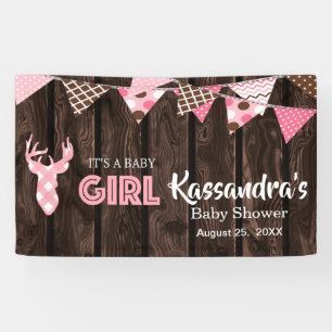 Rustic Pink Pset Deer Baby shower Banner