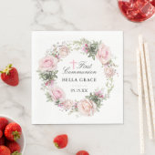 Rustic Pink Rose Floral First Community Servet (Insitu)