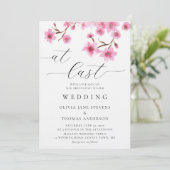 Rustic Pink Spring Cherry Blossom op laatste bruil Kaart (Staand voorkant)