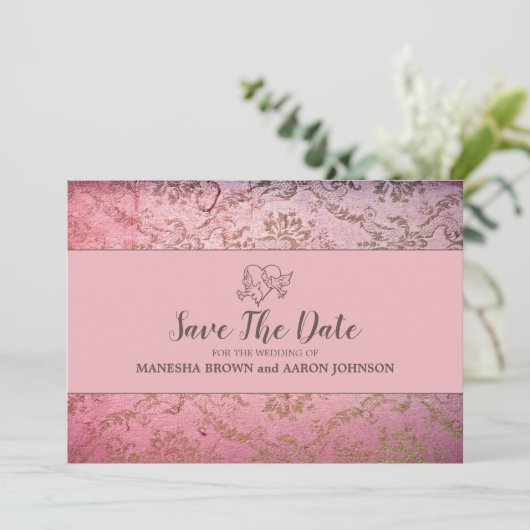 RUSTIC PINK - Vlek sparen de Kaart van de Datum (Staand voorkant)