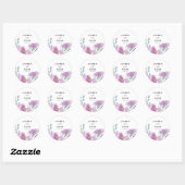 Rustic Pink Waterverf Floral Wedding Ronde Sticker (Vel)