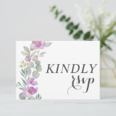 Rustic Pink Waterverf Floral Wedding RSVP Kaartje (Staand voorkant)