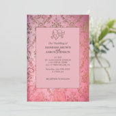 Rustic Pink - Wedding Invite Kaart (Staand voorkant)