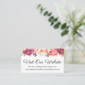 Rustic Pink Wedding Website Insteekkaarten Visitekaartje (Staand voorkant)