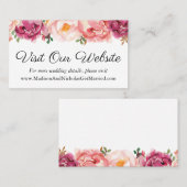 Rustic Pink Wedding Website Insteekkaarten Visitekaartje (Voorkant / Achterkant)