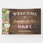 Rustic Pink Wild Safari Welcome Baby Shower Banner (Horizontaal)
