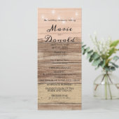 Rustic Pink Wood and Lantern Wedding Programma (Staand voorkant)