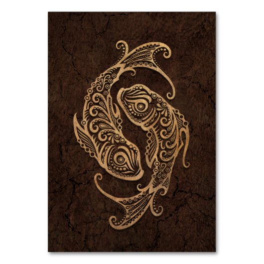 Rustic Pisces Zodiac Sign on Stone Effect Kaart (Voorkant)